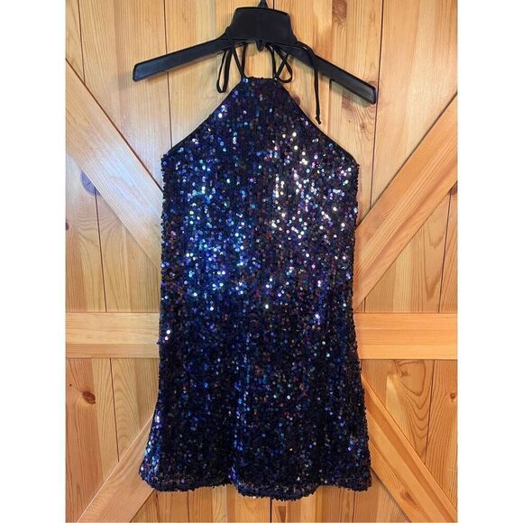 Jolt Womens Sequined Mini Halter Cocktail and Party Dress Size Medium nwt (3603) - Picture 1 of 8